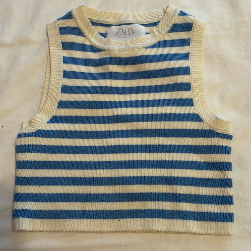 Cropped Zara sleeveless striped sweater